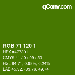 Color code: RGB 71 120 1 | qconv.com