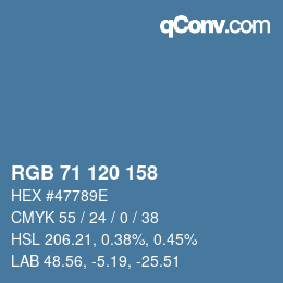 カラーコード: RGB 71 120 158 | qconv.com