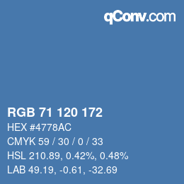 Color code: RGB 71 120 172 | qconv.com