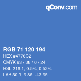 颜色代码: RGB 71 120 194 | qconv.com