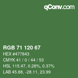 颜色代码: RGB 71 120 67 | qconv.com