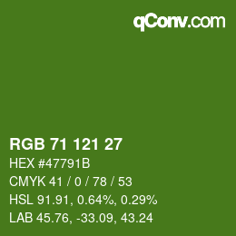 Color code: RGB 71 121 27 | qconv.com