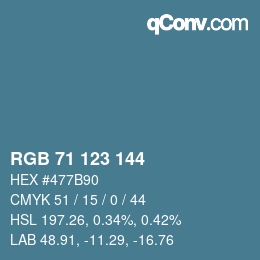 颜色代码: RGB 71 123 144 | qconv.com