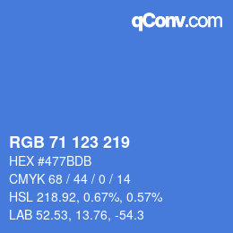 Farbcode: RGB 71 123 219 | qconv.com
