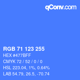 颜色代码: RGB 71 123 255 | qconv.com