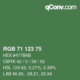 颜色代码: RGB 71 123 75 | qconv.com