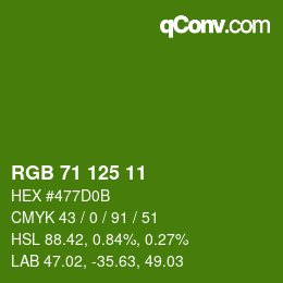 カラーコード: RGB 71 125 11 | qconv.com