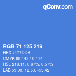 Farbcode: RGB 71 125 219 | qconv.com