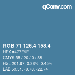 カラーコード: RGB 71 126.4 158.4 | qconv.com
