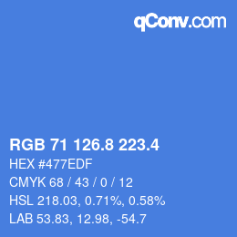 カラーコード: RGB 71 126.8 223.4 | qconv.com