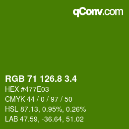 カラーコード: RGB 71 126.8 3.4 | qconv.com