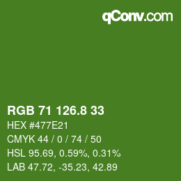 カラーコード: RGB 71 126.8 33 | qconv.com