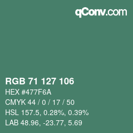 Color code: RGB 71 127 106 | qconv.com