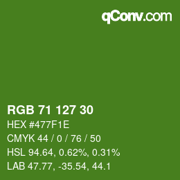 カラーコード: RGB 71 127 30 | qconv.com
