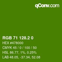 カラーコード: RGB 71 128.2 0 | qconv.com