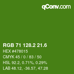 カラーコード: RGB 71 128.2 21.6 | qconv.com
