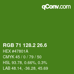 カラーコード: RGB 71 128.2 26.6 | qconv.com