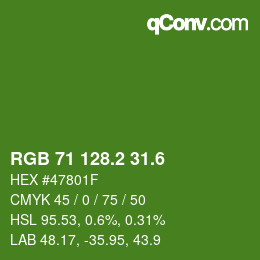 カラーコード: RGB 71 128.2 31.6 | qconv.com