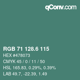 カラーコード: RGB 71 128.6 115 | qconv.com