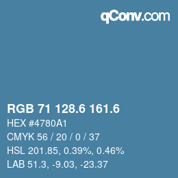 カラーコード: RGB 71 128.6 161.6 | qconv.com