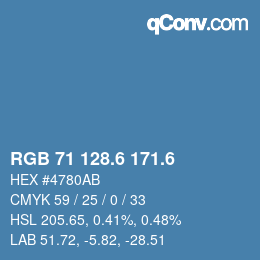 カラーコード: RGB 71 128.6 171.6 | qconv.com