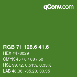 カラーコード: RGB 71 128.6 41.6 | qconv.com