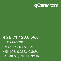 カラーコード: RGB 71 128.6 56.6 | qconv.com