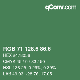 カラーコード: RGB 71 128.6 86.6 | qconv.com