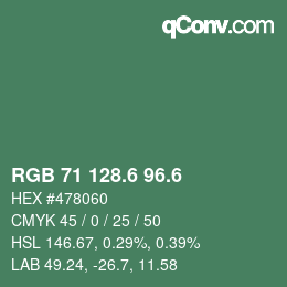 カラーコード: RGB 71 128.6 96.6 | qconv.com