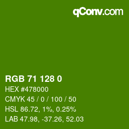 颜色代码: RGB 71 128 0 | qconv.com