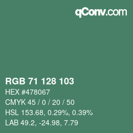 颜色代码: RGB 71 128 103 | qconv.com