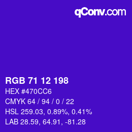 Color code: RGB 71 12 198 | qconv.com