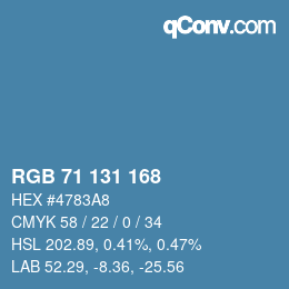 Color code: RGB 71 131 168 | qconv.com
