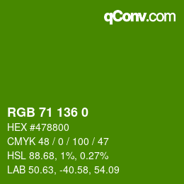 Color code: RGB 71 136 0 | qconv.com