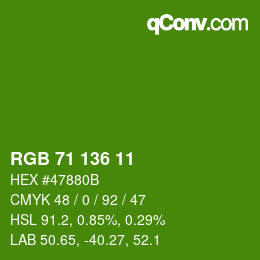Color code: RGB 71 136 11 | qconv.com