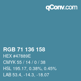 Color code: RGB 71 136 158 | qconv.com