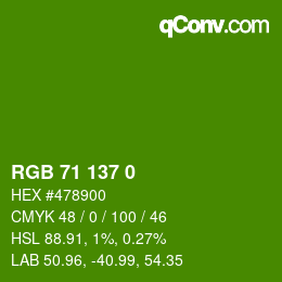 Color code: RGB 71 137 0 | qconv.com