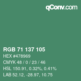 Color code: RGB 71 137 105 | qconv.com