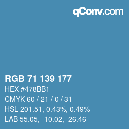 Color code: RGB 71 139 177 | qconv.com