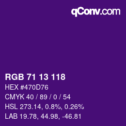 Color code: RGB 71 13 118 | qconv.com