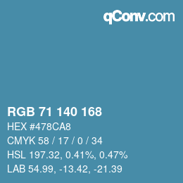 カラーコード: RGB 71 140 168 | qconv.com