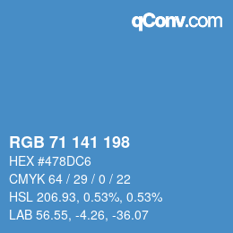 Farbcode: RGB 71 141 198 | qconv.com