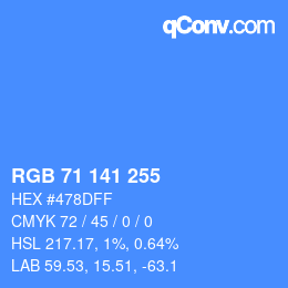 Color code: RGB 71 141 255 | qconv.com