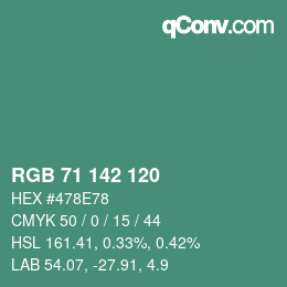 カラーコード: RGB 71 142 120 | qconv.com