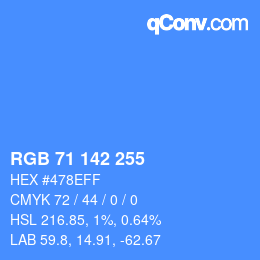 颜色代码: RGB 71 142 255 | qconv.com