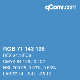 カラーコード: RGB 71 143 198 | qconv.com