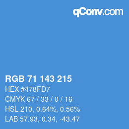 颜色代码: RGB 71 143 215 | qconv.com