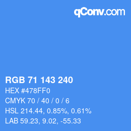 カラーコード: RGB 71 143 240 | qconv.com