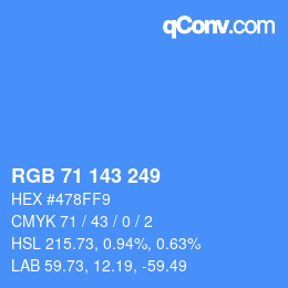 カラーコード: RGB 71 143 249 | qconv.com