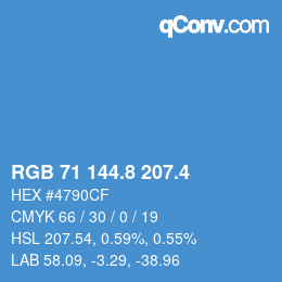 カラーコード: RGB 71 144.8 207.4 | qconv.com